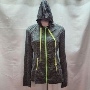 Lukka Gray Striped Zipped Performance Jacket Size Medium
